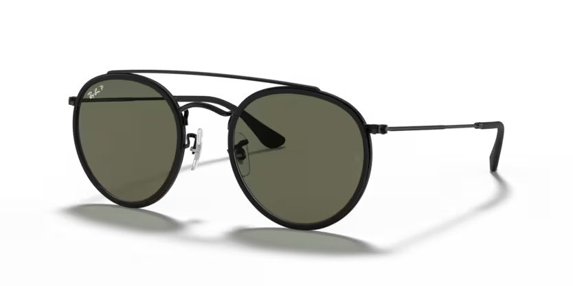 Ray-Ban Round double bridge - Black, G-15 Green