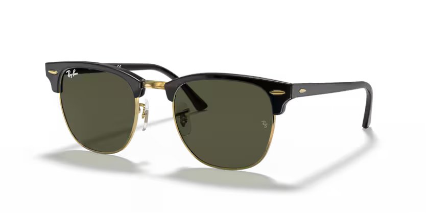 Ray-Ban Clubmaster - Black on gold, G-15 green