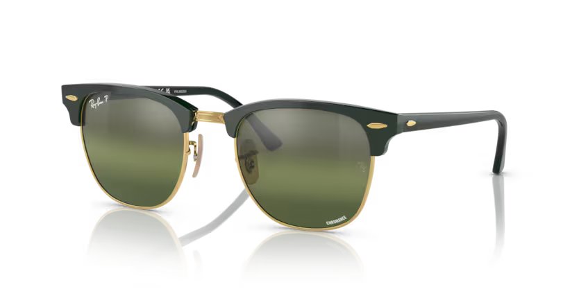 Ray-Ban Clubmaster - Green on gold, Silver/green