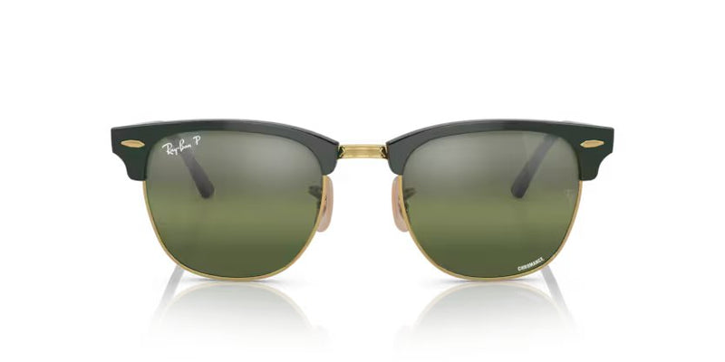 Ray-Ban Clubmaster - Green on gold, Silver/green