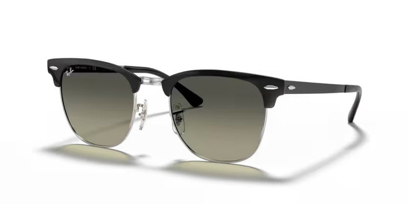 Ray-Ban Clubmaster metal - Black on silver, Grey gradient