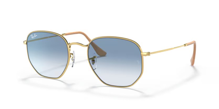 Ray-Ban Hexagonal - Arista gold, Light blue gradient