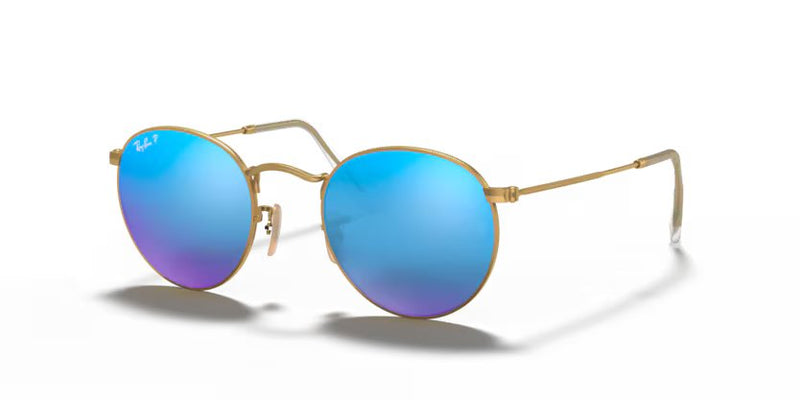 Ray-Ban Round Metal - Gold, Blue Polarized