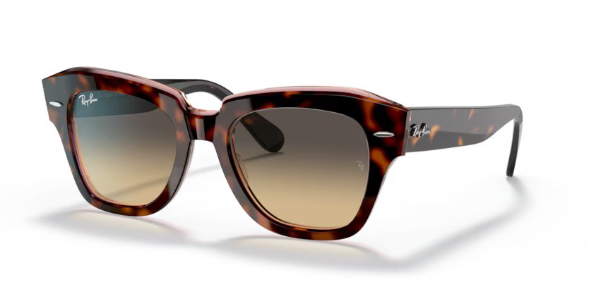 Ray-Ban State street - Havana on transparent pink, Brown/blue gradient